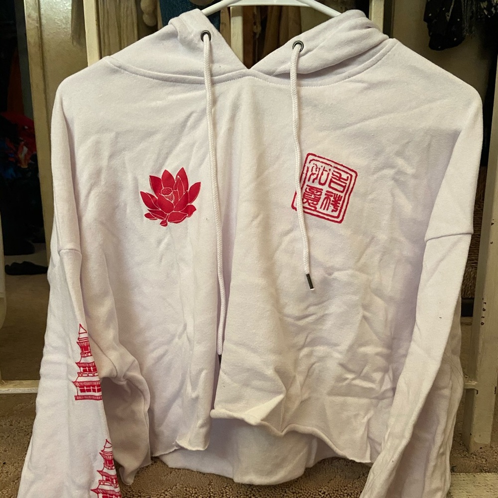 Empyre Asian print Cropped Hoodie